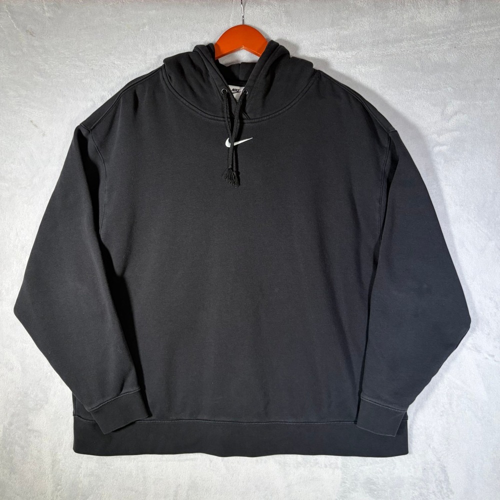 Nike Hoodie Black Center Swoosh Mens 2X Sportswear Essential Fleece Pullover